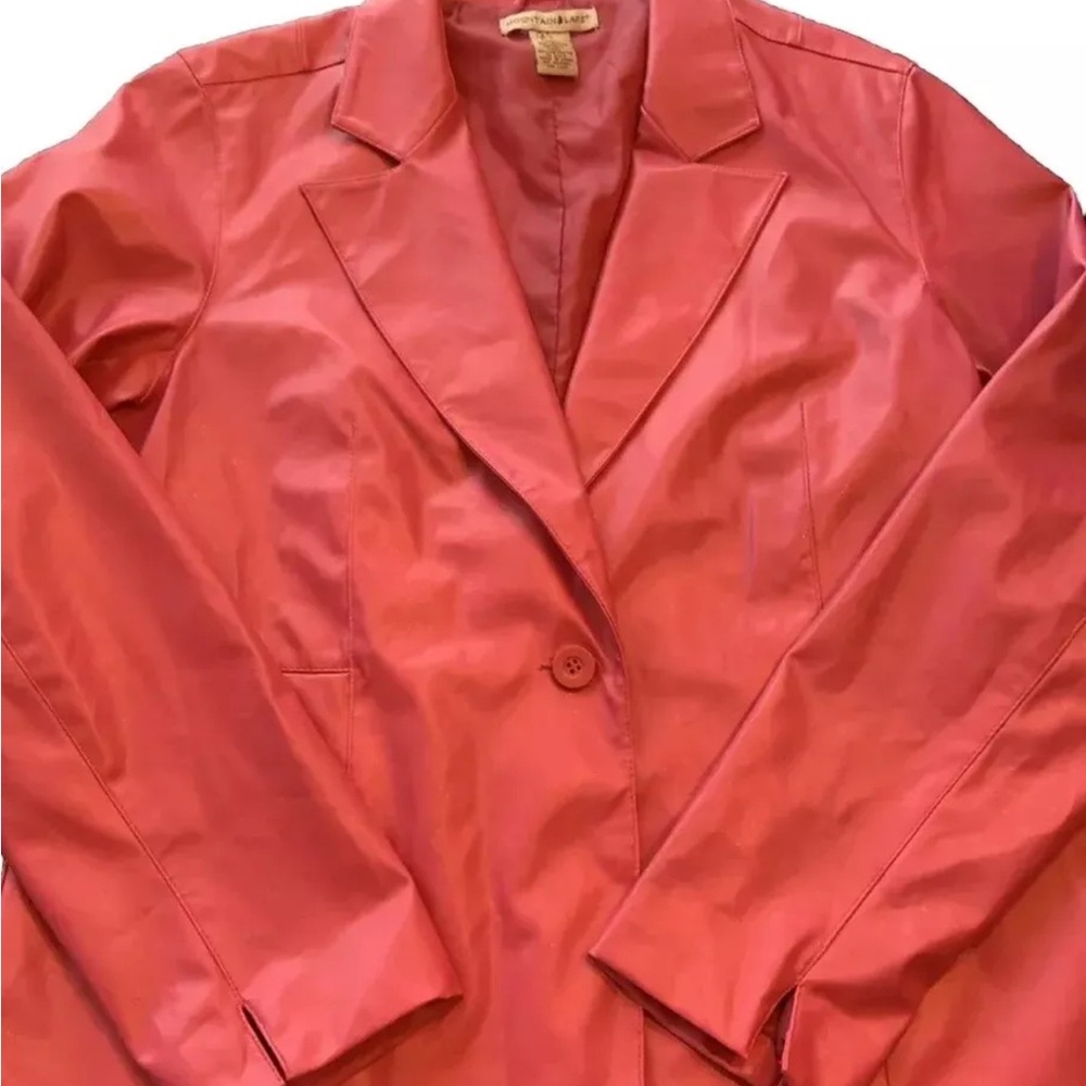 Women’s Blazer jacket Vegan Leather Pink Lined Fits M Barbiecore - Picture 7 of 13